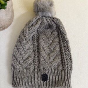 Vince Camuto Gray Knit Beanie with Pom-Pom